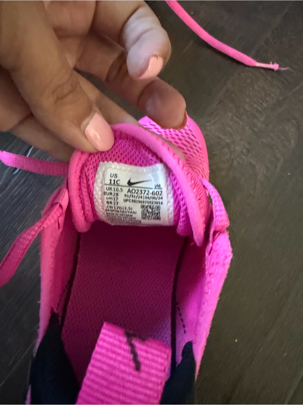 Nike Kids Hot Pink Mesh Air-Style Sneakers with Black Heel - Picture 4 of 5